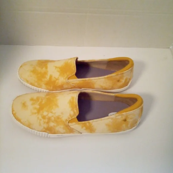 Dr. Scholls Jot It Down Deck Shoes Yellow Tie Dyed Slip-On Size 6.5 Pre-owned - Picture 4 of 11